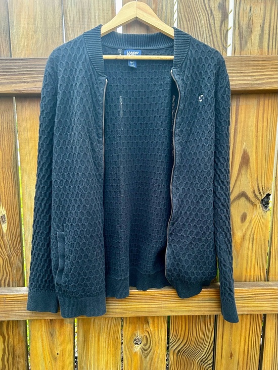 Lands' End Sweaters - Lands' End Sweater Chase Bank Dark Navy Full Zip-Up Sz. M/T